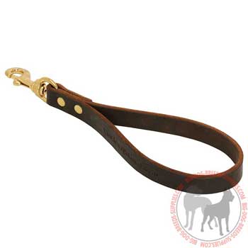 Brown Short Dog Leash with Brass Snap Hook