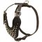 Strong Leather Harness with Nickel Pyramids for Daily Walking