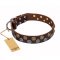 'Strong Shields' Handmade FDT Artisan Leather Dog Collar - 1 1/2 inch (40 mm) wide