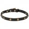 "Elegant Beauty" Leather Dog Collar with Goldish Brass Decorations