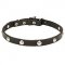 "Shiny Necklace" Fancy Leather Dog Collar with Chrome Plated Studs - 3/4 Inch (20 mm)