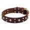 "Hard Rock" Leather Dog Collar with Spikes and Skulls Decor