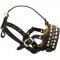 Functional Leather Dog Muzzle With Pyramids And Studs