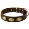 Walking and Training Leather Collar with Brass Oval Plates