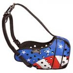 Adjustable Handpainted Leather Dog Muzzle for Agitation Training