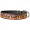 Painted in Flames Leather Dog Collar for Walking and Training