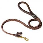 Braided Leather Dog Training Lead with Round Handle