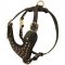 Designer Leather Dog Harness with Studded Breast Plate