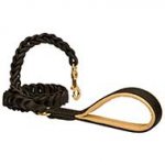 Braided Leather Dog Leash with Nappa Padded Handle