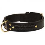 Braided Wide 2 ply Leather Dog Collar for Fashion Walking & Training