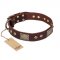 "Loving Owner" FDT Artisan Decorated Leather dog Collar with Plates and Studs