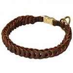 Braided Leather Choke Dog Collar for Walking and Training