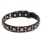 "Vintage Legacy" Leather Dog Collar with Old-like Stars and Studs - 1 1/4 inch (30 mm)