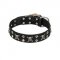 FDT Artisan 'Rock 'n' Roll Style' Leather Dog Collar with Skulls, Bones and Studs 1 1/2 inch (40 mm) wide
