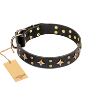 'A La Mode' FDT Artisan Exclusive Handmade Black Leather Dog Collar