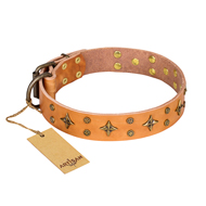 'Top-Flight' FDT Artisan Adorned Tan Leather Dog Collar