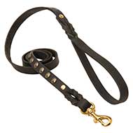 Staggering Leather Dog Leash with Brass Studs