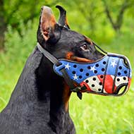 Painted Leather Doberman Muzzle for Attack Training