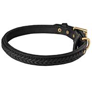 Braided leather Dog Collar for Walking and Training