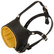 Adjustable Padded Leather Dog Muzzle for Walking and Training