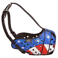 Adjustable Handpainted Leather Dog Muzzle for Agitation Training