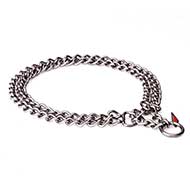 "Double Chain" Stainless Steel Dog Collar with 2 Rows of Chains - 1/9 inch (3 mm)