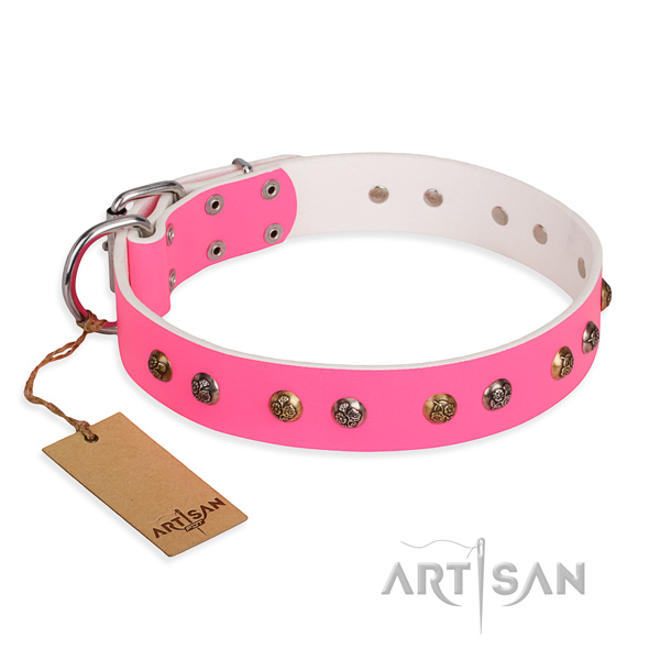 Handy use impressive dog collar with rust-proof traditional buckle