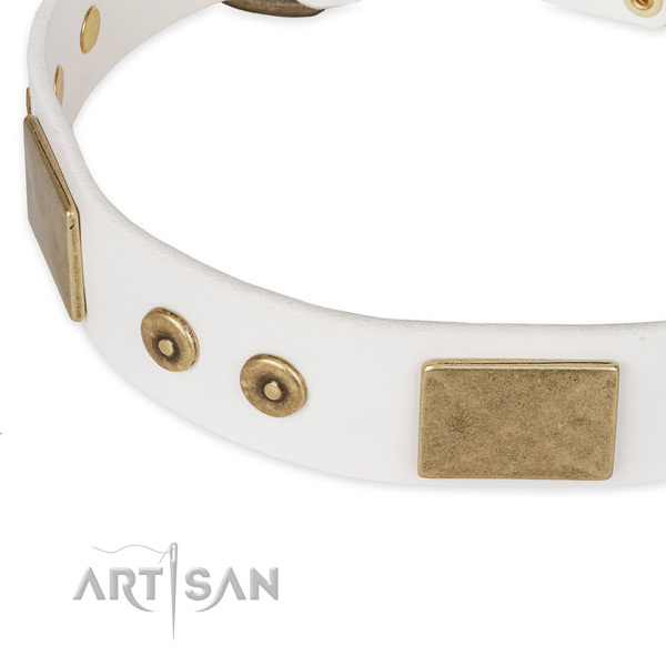 Durable hardware on leather dog collar for your doggie