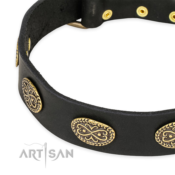 Amazing full grain natural leather collar for your lovely dog