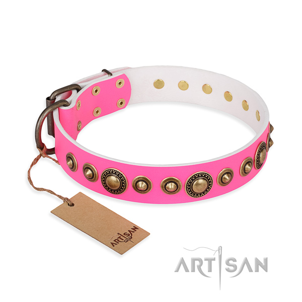 Soft to touch full grain natural leather collar handmade for your canine