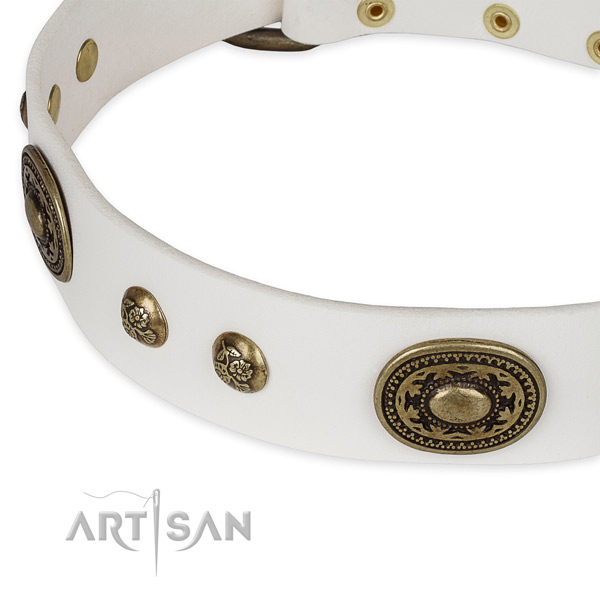 Fine quality natural genuine leather collar for your attractive canine