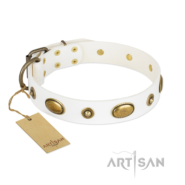Stylish design full grain natural leather collar for your dog