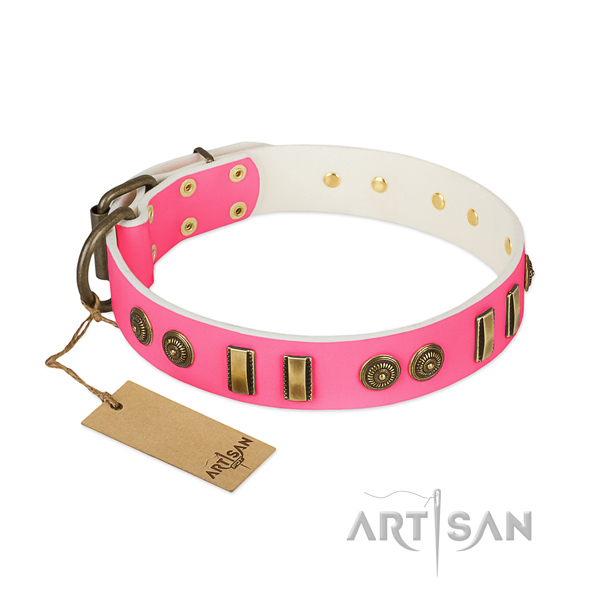 Stylish design genuine leather collar for your dog