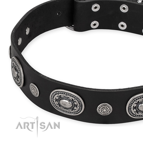 Flexible full grain leather dog collar handcrafted for your attractive pet