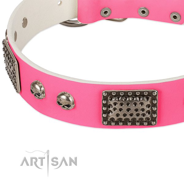 Rust-proof fittings on full grain leather dog collar for your canine