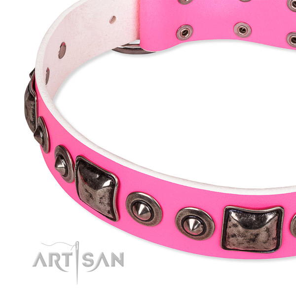 Reliable full grain genuine leather dog collar handmade for your lovely four-legged friend