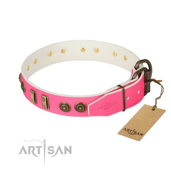 Rust-proof hardware on full grain leather dog collar for your pet