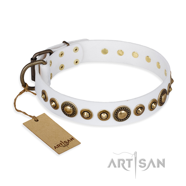 Best quality natural genuine leather collar created for your four-legged friend