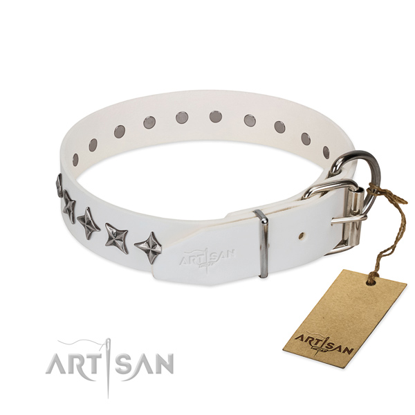Best quality full grain natural leather dog collar with awesome studs