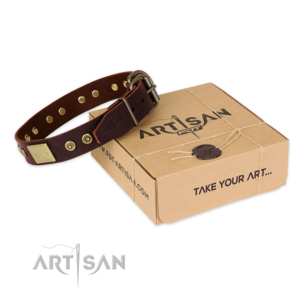 Strong adornments on dog collar for comfy wearing