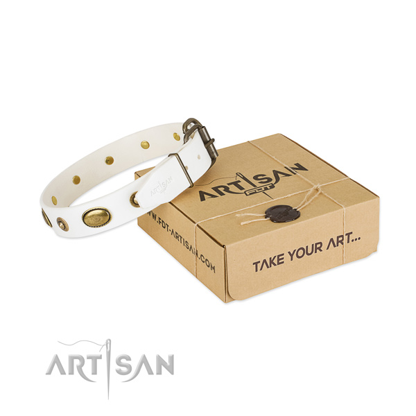 Adjustable full grain genuine leather collar for your beautiful pet
