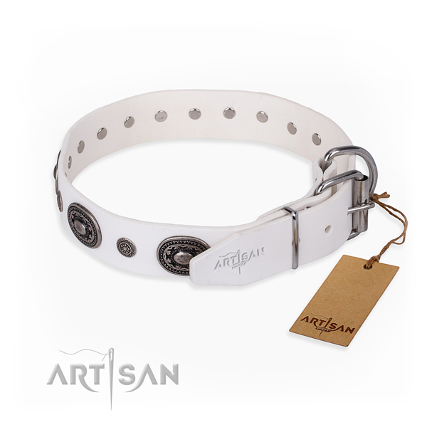 Soft to touch leather dog collar crafted for walking