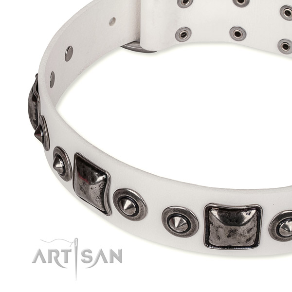 Soft leather dog collar handcrafted for your lovely four-legged friend