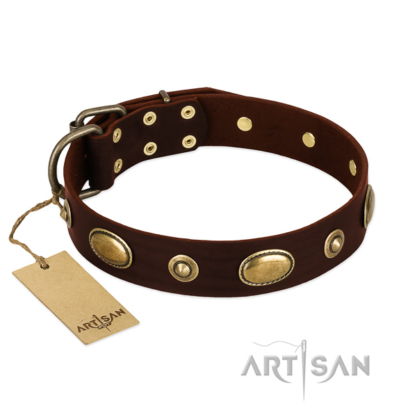 Stunning full grain genuine leather collar for your canine
