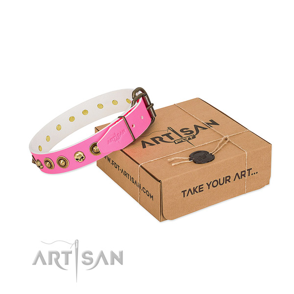 Full grain genuine leather collar with stunning studs for your canine