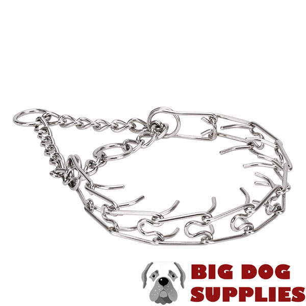 Corrosion proof stainless steel prong collar for aggressive pets