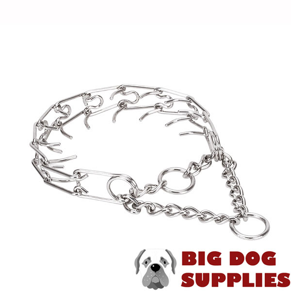 Adjustable stainless steel dog pinch collar with removable links for large dogs