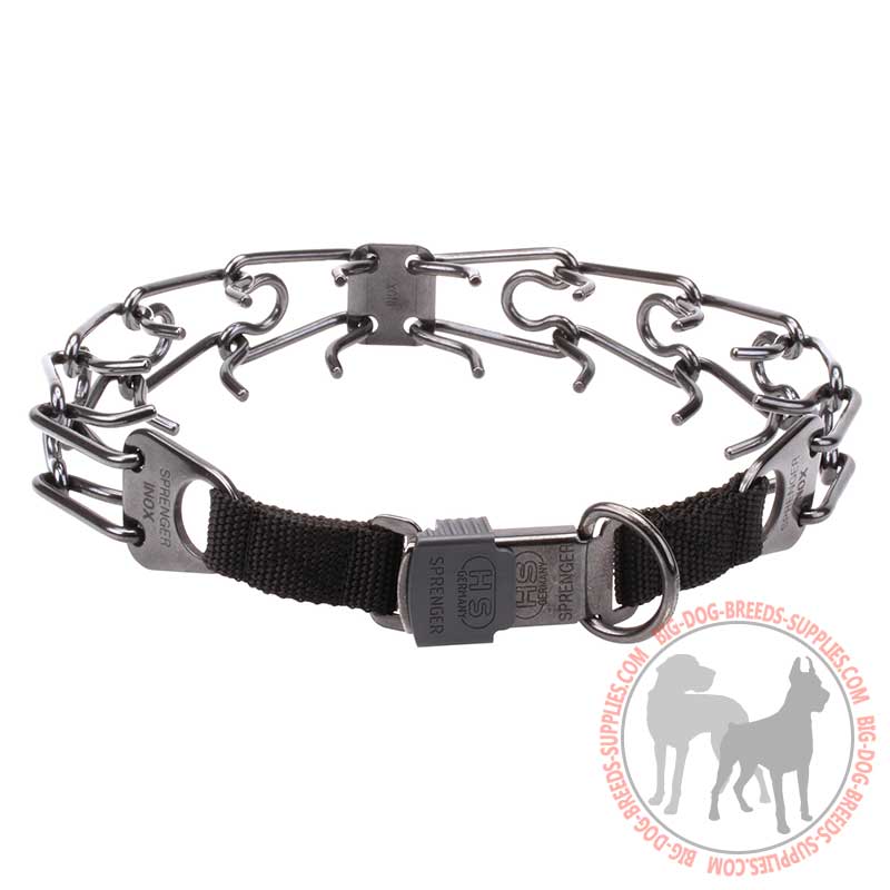 Expert Durable Black Stainless Steel Dog Pinch Collar 1/6 inch (4 mm