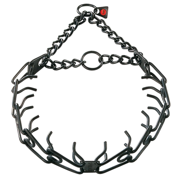 Pinch collar of black stainless steel for badly behaved dogs