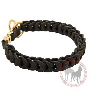 Leather Choke Dog Collar with Braids
